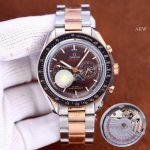 Clone Omega Speedmaster Moonphase Two Tone Rose Gold Watch Citizen Movement